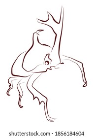 Line art illustration of a male beetle.