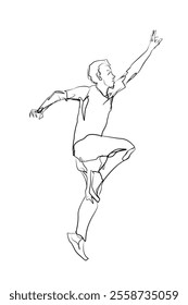 line art illustration of a man taking steps to move forward