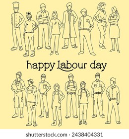 line art illustration of a man in work clothes on the occasion of international labor day