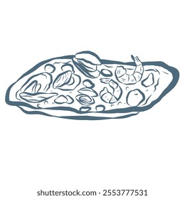 Line Art Illustration of Mediterranean Dish. Vector Graphic.