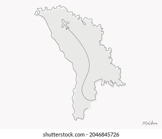 Line Art Illustration of Moldova Map perfect for Logo, Social Media Template, Banner, and T-Shirt