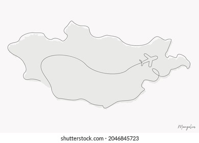 Line Art Illustration of Mongolia Map perfect for Logo, Social Media Template, Banner, and T-Shirt