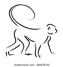 Line art illustration of a monkey