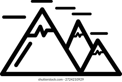 Line art illustration of mountain range with wavy lines