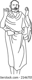 Line Art Illustration of Muslim man praying in the event of Hajj