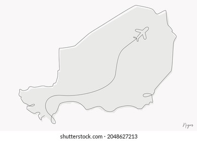 Line Art Illustration of Niger Map perfekt für Logo, Social Media Template, Banner und T-Shirt