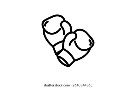 Line art illustration of a pair of boxing gloves. Simple, bold design, perfect for sports theme.
