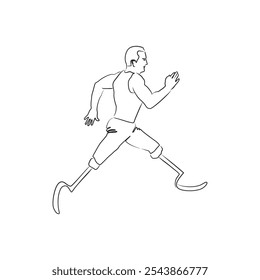 Line Art Illustration of A Para Athletic