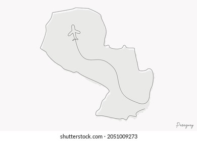 Line Art Illustration of Paraguay Map perfect for Logo, Social Media Template, Banner, and T-Shirt