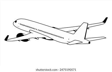 line art illustration of a passenger plane