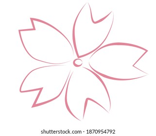 Line Art Illustration von rosafarbenen Kirschblüten.