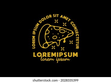 Line art illustration of pizza with lorem ipsum text design