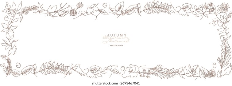 
Ilustración de arte lineal de plantas. Marco de Vector de plantas de otoño. Fondo simple de plantas de invierno.