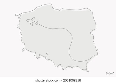 Line Art Illustration Poland Map perfekt für Logo, Social Media Template, Banner und T-Shirt