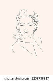 Line Art Illustration. Portrait of A Woman. The Woman's Face