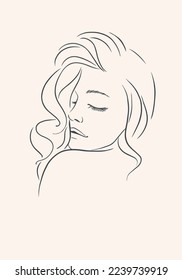 Line Art Illustration. Portrait of A Woman. The Woman's Face