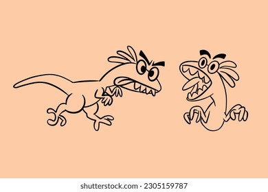 line art illustration of raptor for kids, school props, education and t-shirt design