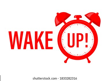 Line art illustration with red wake up alarm on halftone background for concept design. Art illustration. Concept art. Vector illustration.
