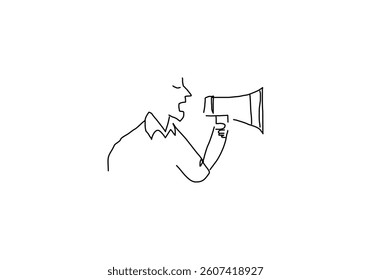 line art illustration representing a megaphone symbolizing loud voice