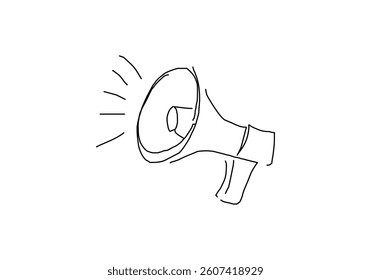 line art illustration representing a megaphone symbolizing loud voice