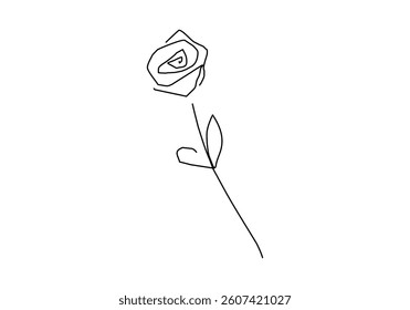 line art illustration representing a rose flower with elegant and minimal strokes.