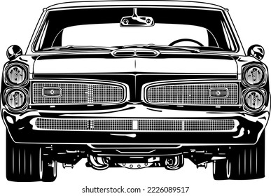 line art illustration retro car, classic vehicle black white