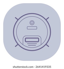 Line art illustration of robotic vacuum cleaner. Modern home cleaning technology concept