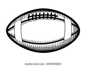 Line art illustration of a rugby ball. Simple yet dynamic, this vector artwork symbolize of rugby with its iconic shape and bold lines. Ideal for sports events, merchandise, and athletic promotions