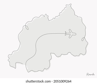 Line Art Illustration Of Rwanda Map Perfect For Logo, Social Media Template, Banner, And T-Shirt