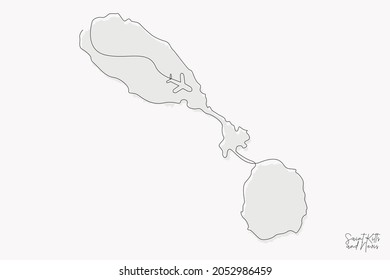 Line Art Illustration of Saint Kitts and Nevis Map perfect for Logo, Social Media Template, Banner, and T-Shirt