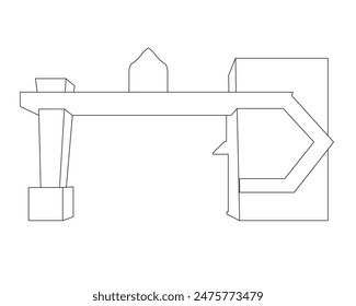 line art of an illustration of a school gate