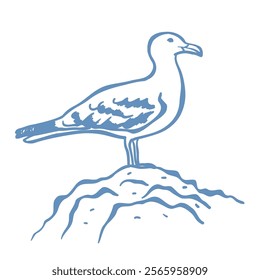 Line Art Illustration of Seagull. Vector Graphic.