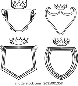 line art illustration of shield and crown