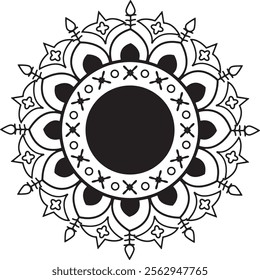 Line art illustration of a simple and basic mandala design.