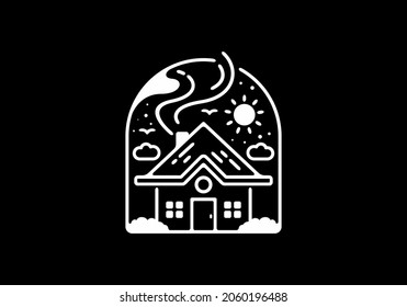 Line art illustration of simple house design