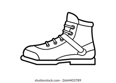 Ilustración de arte de línea de una bota de esquí