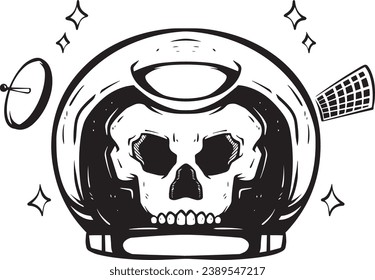 Line Art Illustration of skull astronaut head