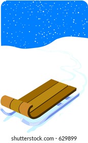 Line art illustration of a sled