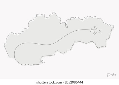 Line Art Illustration of Slovakia Map perfect for Logo, Social Media Template, Banner, and T-Shirt