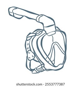 Line Art Illustration of Snorkel Mask. Vector Graphic.