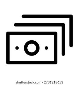 Line art illustration of a stack of banknotes or cash bills, symbolizing wealth, savings, capital, finance, and monetary transactions.