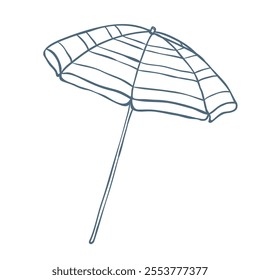 Line Art Illustration of Sun Umbrella. Vector.