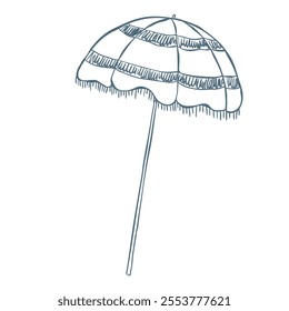 Line Art Illustration of Sun Umbrella. Vector.