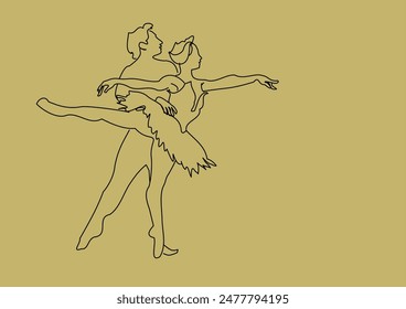 ilustración de arte de línea del ballet del lago de los cisnes 