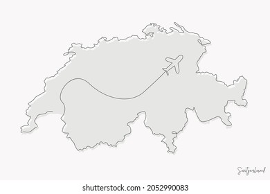 Line Art Illustration of Switzerland Map perfect for Logo, Social Media Template, Banner, and T-Shirt