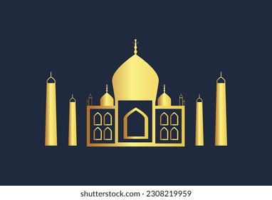 a line art illustration symbolizing the Taj Mahal, designed in vector format. The illustration captures the intricate details and architectural beauty of the Taj Mahal, representing it in a simplified