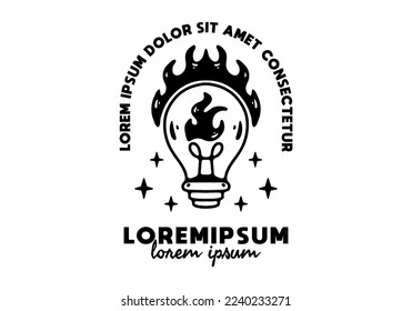 Line art illustration tattoo design of a light bulb