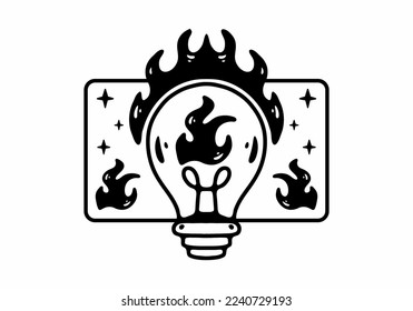 Line art illustration tattoo design of a light bulb