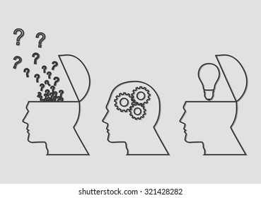 Line art illustration of thinking process 