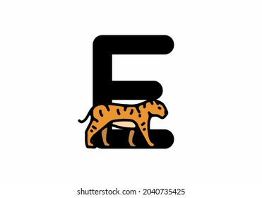 Strike Art Illustration des Tigers mit E-Anfangsbuchstabendesign